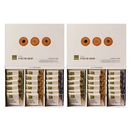 ORGA Baked Korean Rice Crackers Gift Set (Seaweed 6pcs + Black Sesame 6pcs + Peanut 6pcs), 432g, Set of 2