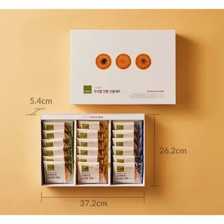 ORGA Baked Korean Rice Crackers Gift Set (Seaweed 6pcs + Black Sesame 6pcs + Peanut 6pcs), 432g, Set of 2